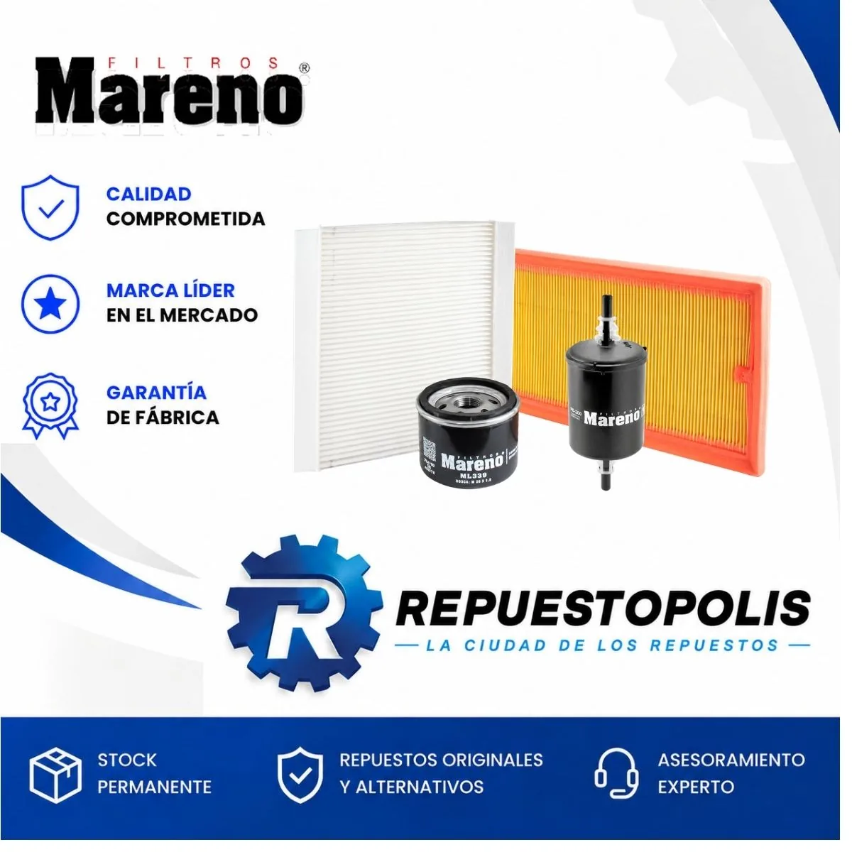 Kit de filtros (aire, aceite, habitáculo, nafta) para Fiat Toro y Jeep Renegade 1.3 - MARENO