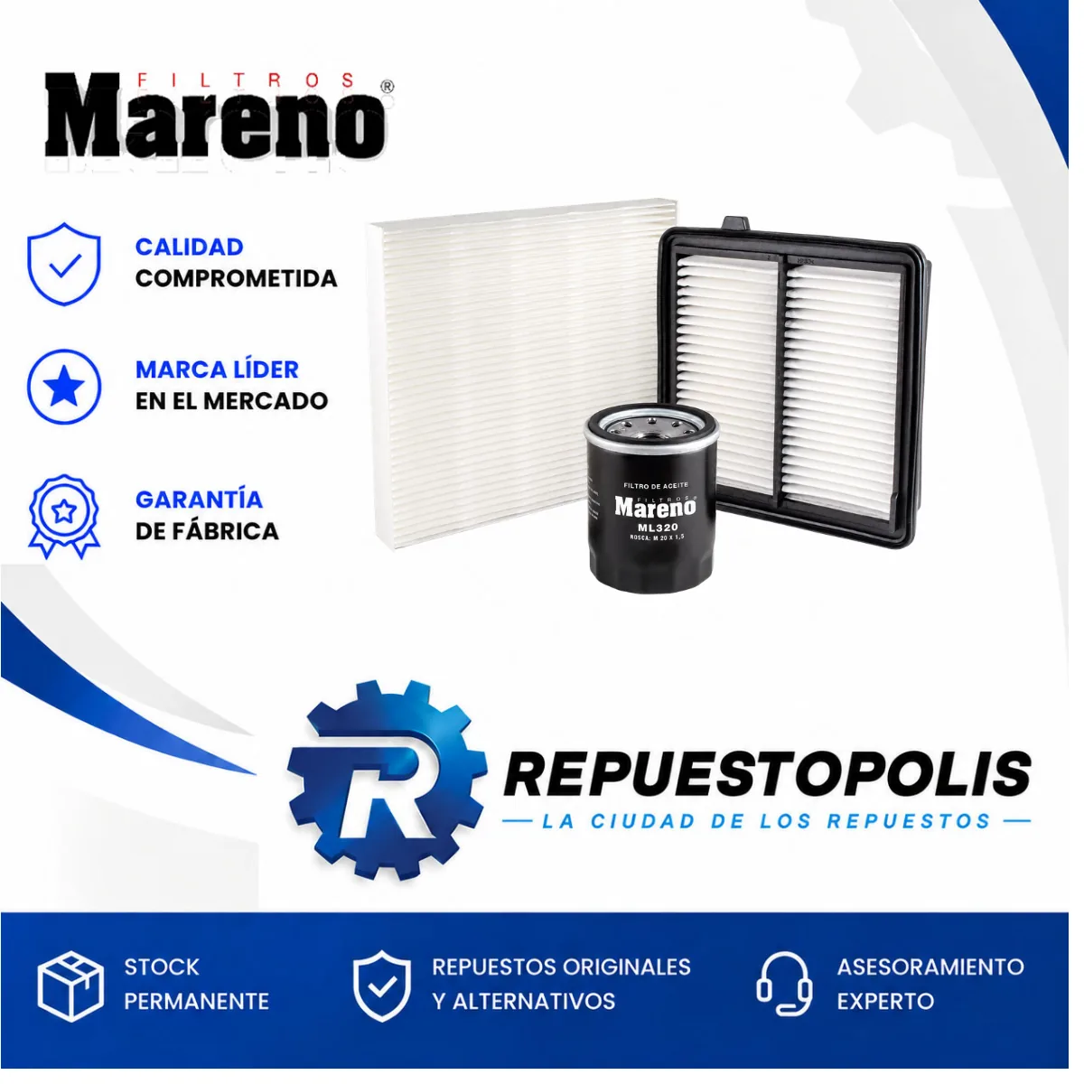 Kit de filtros (aire, aceite, habitáculo) para Honda Fit 1.4 1.5 y Honda City 1.5 - MARENO