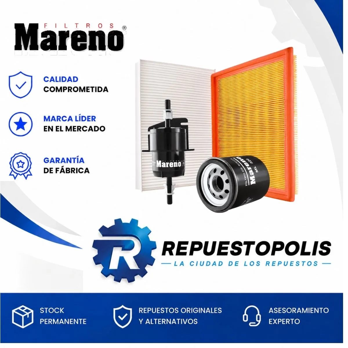 Kit de filtros (aire, aceite, nafta, habitáculo) para Fiat Uno Novo y Fiat Palio - MARENO