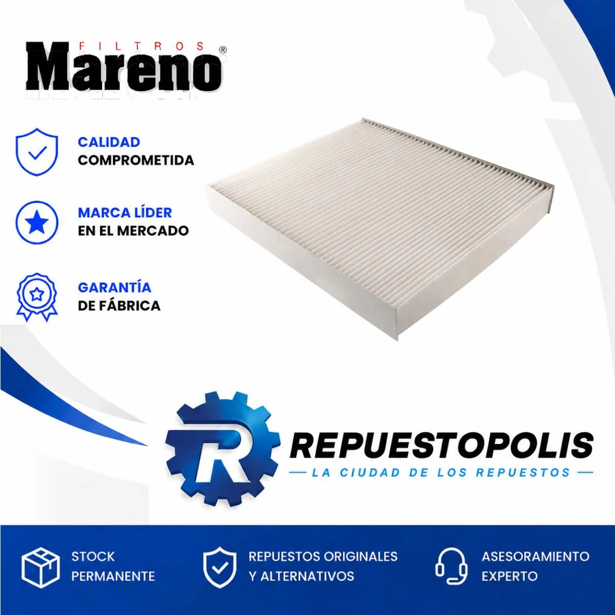 Filtro de habitáculo para Chevrolet Onix 1.0T 1.2, Chevrolet Tracker 1.2 y Chevrolet Equinox - MARENO
