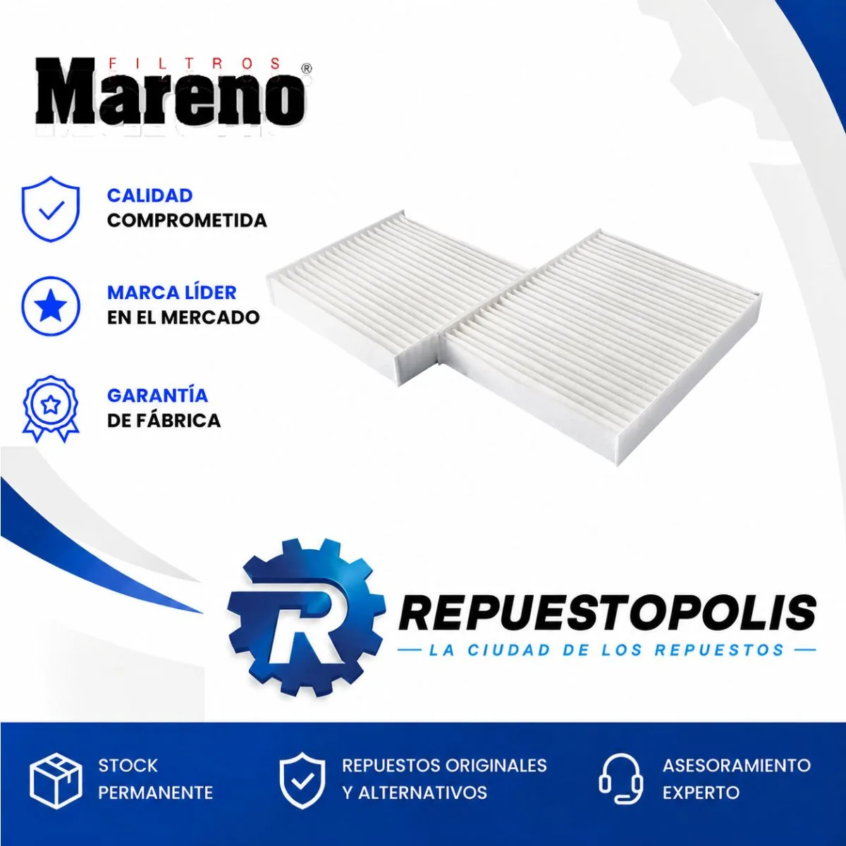 Filtro de habitáculo para Peugeot 208 1.5 1.6, Peugeot 207 1.4 HDI, Citroën C3 II 1.6 y Citroën Aircross 1.6 y 1 más - MARENO