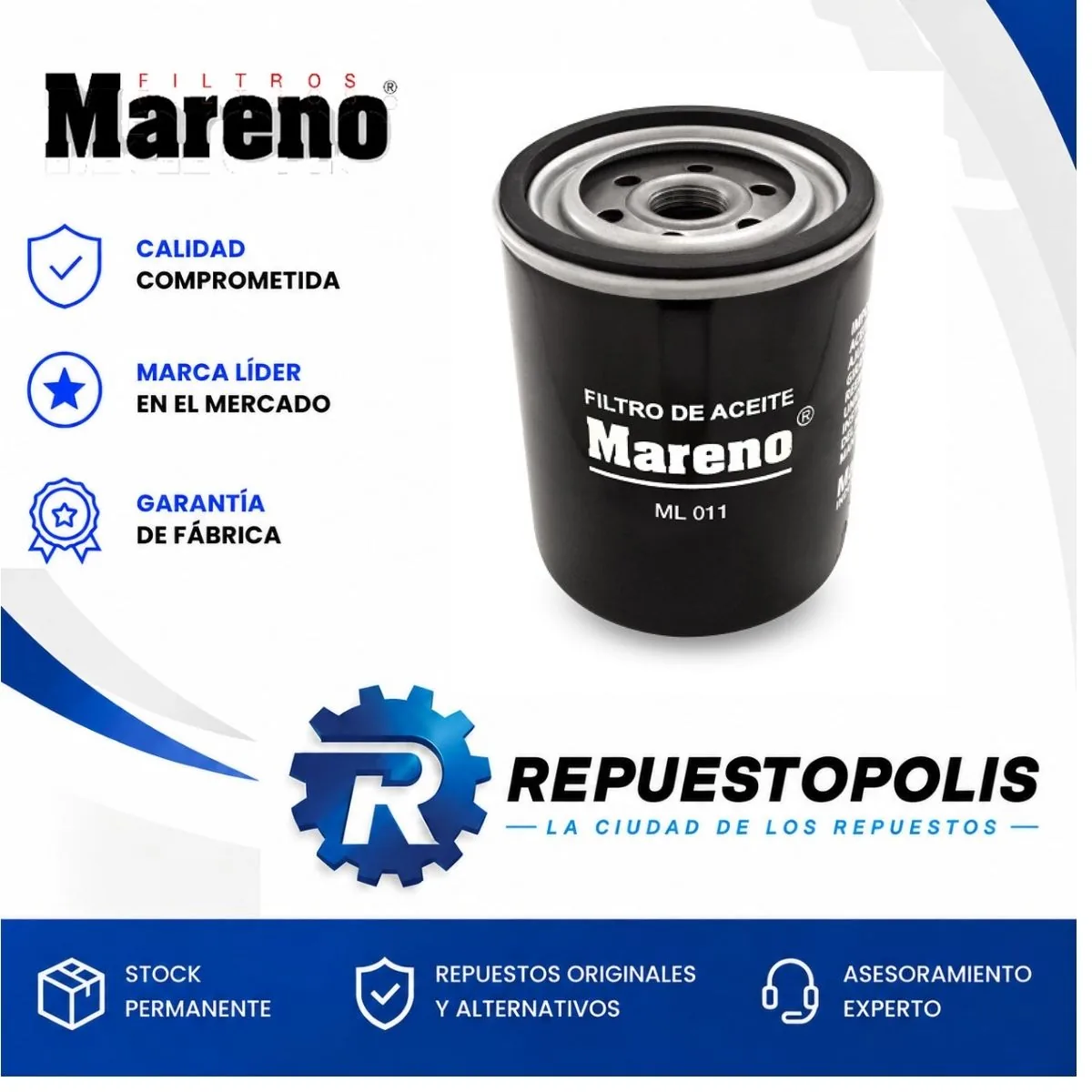 Filtro de aceite para Chevrolet 400, Chevrolet Chevy y Chevrolet Pick Up - MARENO