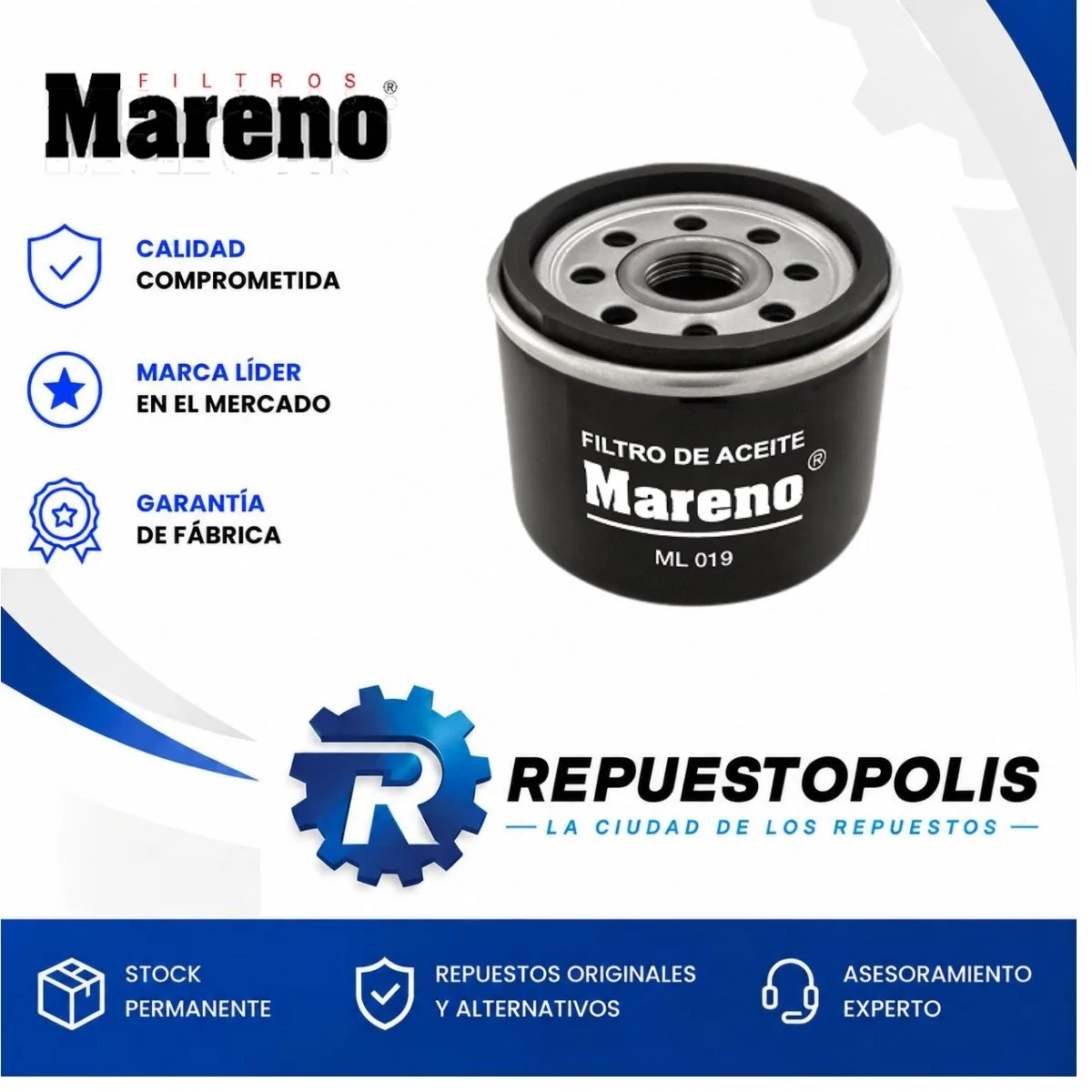 Filtro de aceite para Renault 19 1.6 1.8, Renault Clio, Renault Megane y Renault Laguna 1.6 2.0 1.9 DCI - MARENO