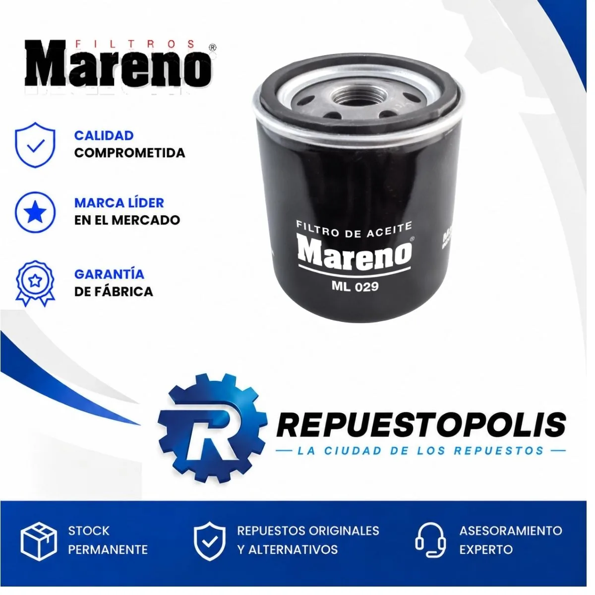 Filtro de aceite para Fiat Duna, Fiat Fiorino 1.3, Fiat Palio y Fiat Siena y 4 más - MARENO