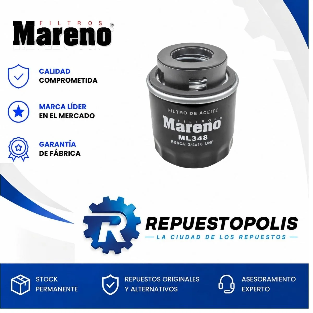 Filtro de aceite para Volkswagen New Beetle, Volkswagen Scirocco TSI, Audi A1 y Audi A3 TFSI - MARENO