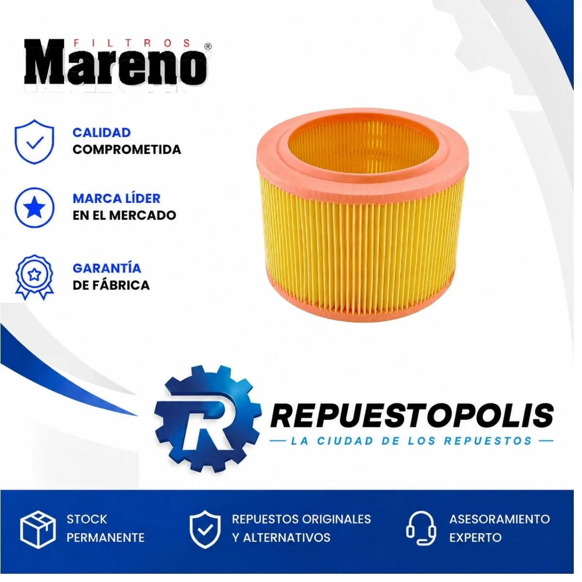 Filtro de aire para Peugeot Partner 1.9 D, Peugeot 205 1.8 D, Peugeot 306 1.9 Diesel y Citroën Berlingo y 2 más - MARENO