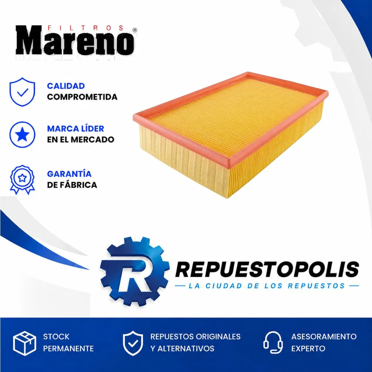 Filtro de aire para Volkswagen Polo 1.6I 1.8I, Seat Cordoba, Seat Ibiza y Seat Toledo 1.6 1.8 - MARENO
