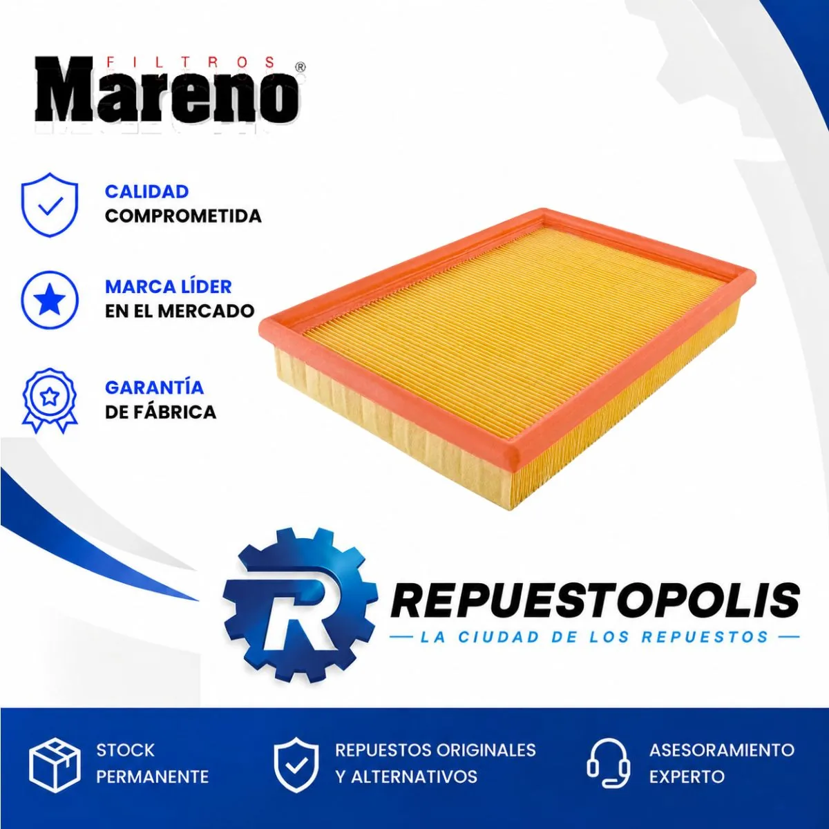 Filtro de aire para Ford Fiesta 1.4 16V 1.6 16V 1.8 D, Ford Courier 1.4 16V y Ford Ka 1.3I - MARENO