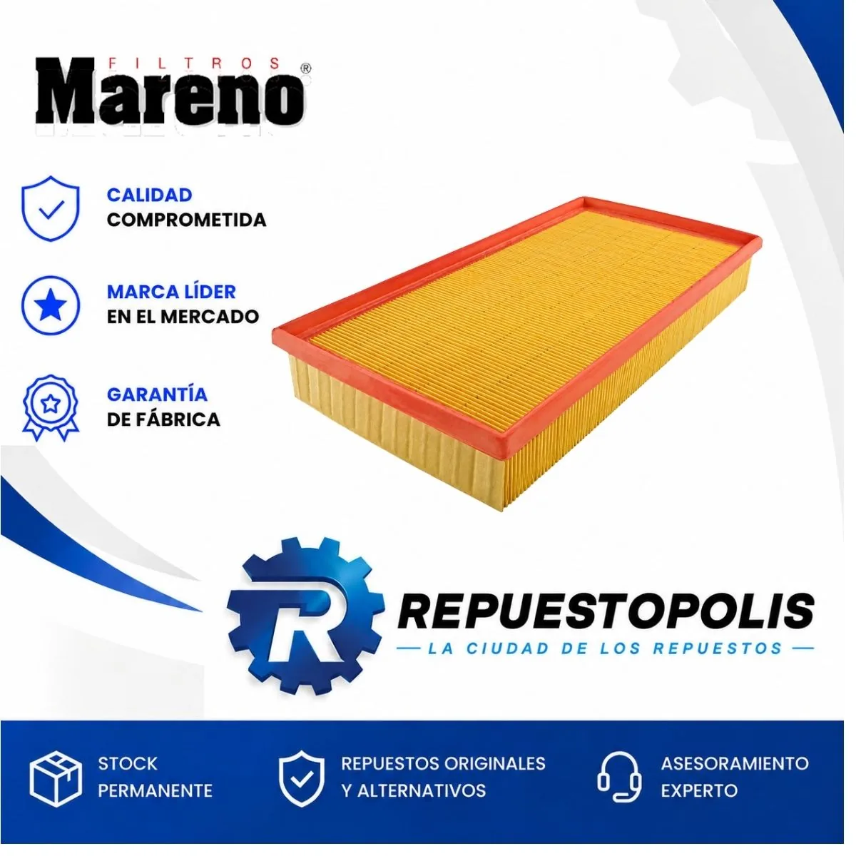 Filtro de aire para Audi A3 1.8 Naftero 1.9 TD, Seat Leon y Seat Toledo 1.8 1.9 TDI - MARENO