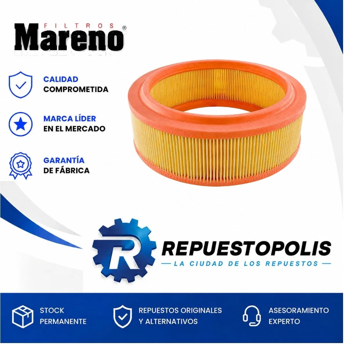 Filtro de aire para Renault Kangoo, Renault Logan 1.6 8V y Renault Clio II 2.0 Sport - MARENO