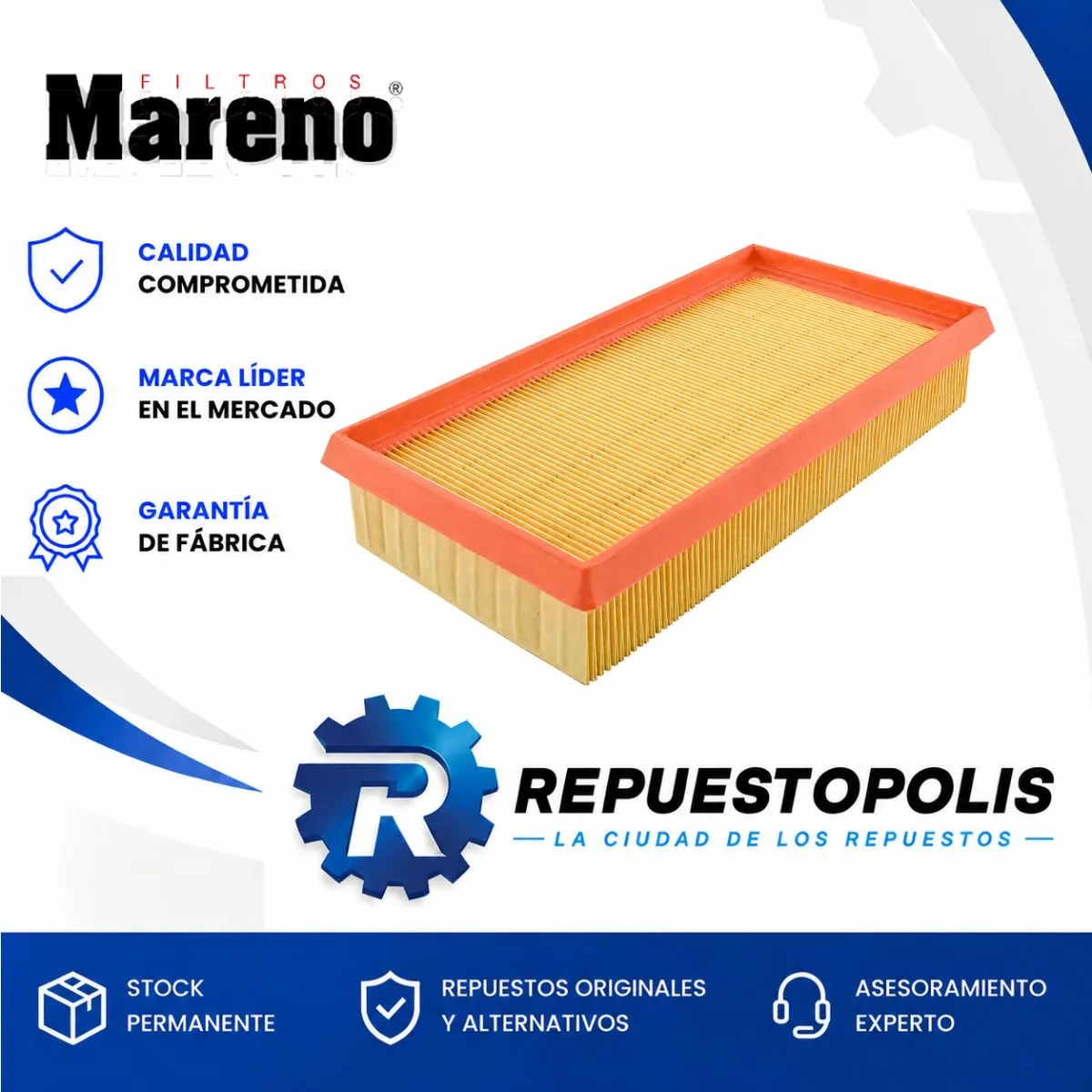 Filtro de aire para Renault Kangoo, Renault Clio II, Renault Megane y Renault Scenic II 1.9 Diesel '05 y 1 más - MARENO