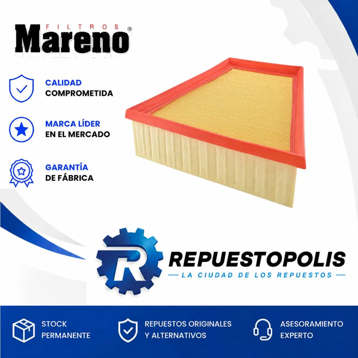 Filtro de aire para Volkswagen Gol Trend, Volkswagen Voyage, Volkswagen Suran 1.6 '08 y Volkswagen Fox y 4 más - MARENO