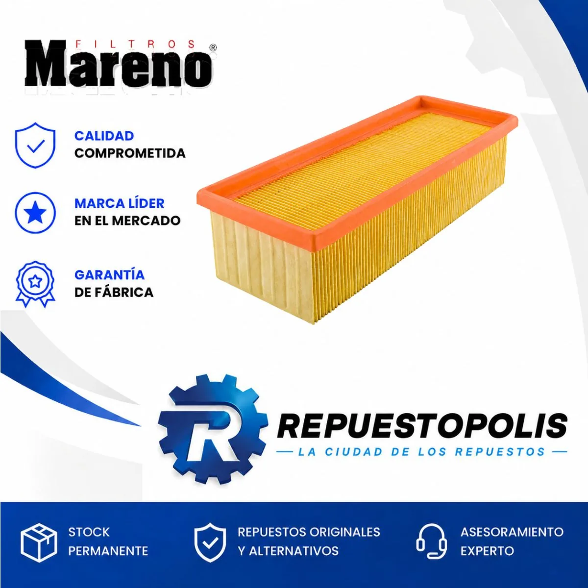 Filtro de aire para Fiat Novo Uno 1.4 y Fiat 2010 - MARENO