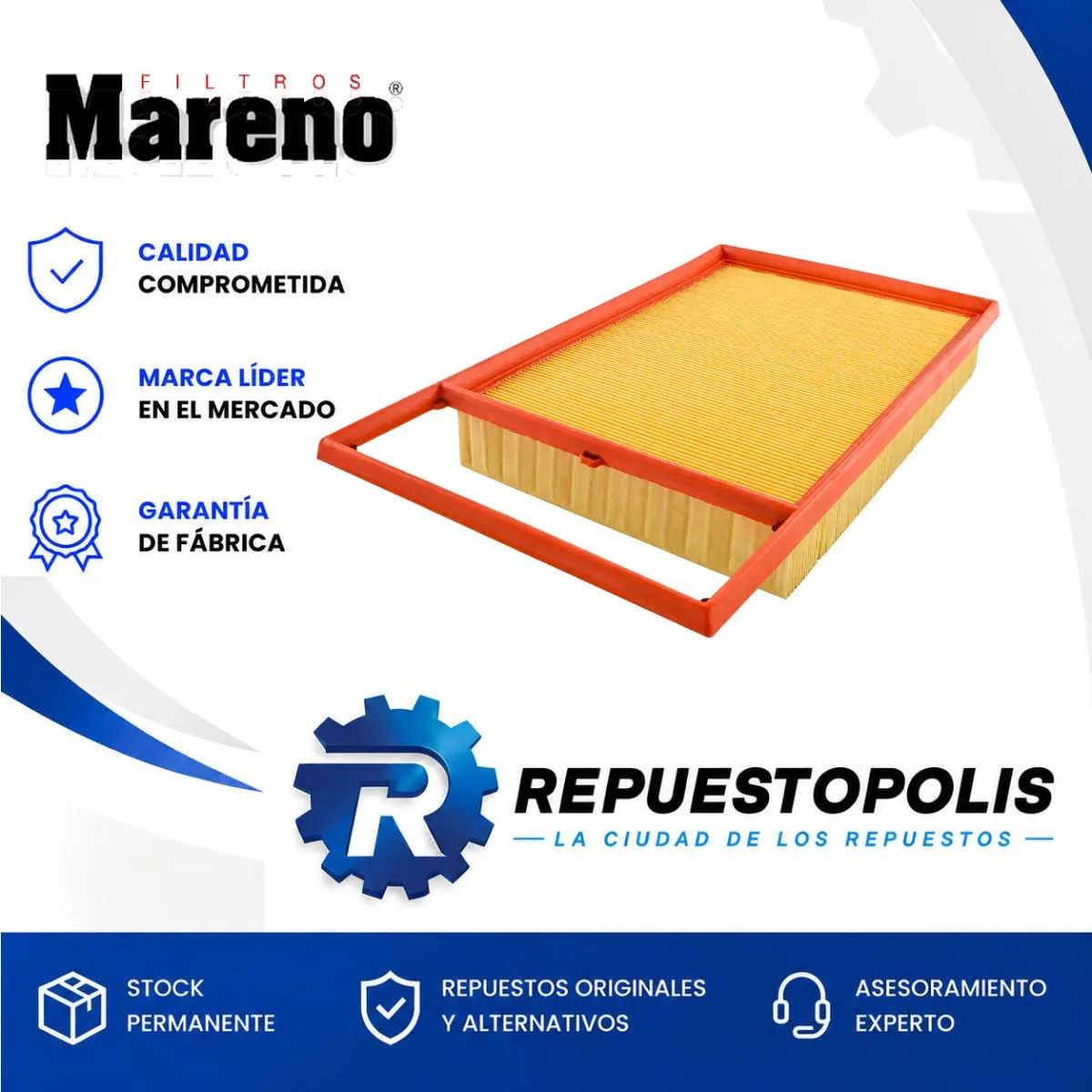 Filtro de aire para Fiat Palio y Fiat Idea 1.6 16V E-TORQ - MARENO