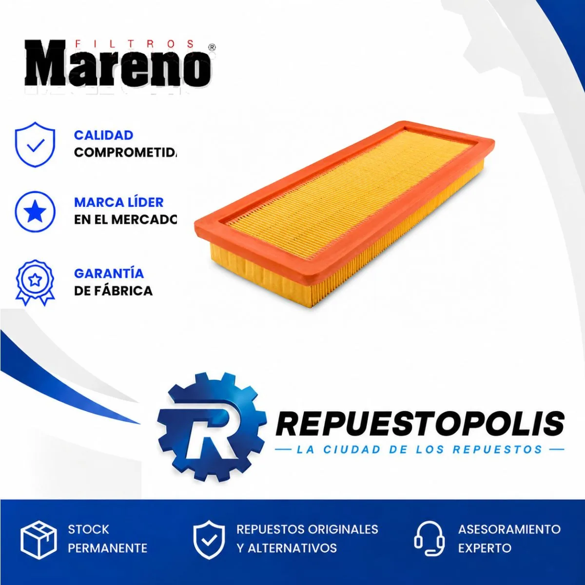 Filtro de aire para Peugeot 208 1.6 '13, Peugeot 308 GTI 1.6 '12, Peugeot 3008 y Peugeot Rcz 1.6 '10 y 4 más - MARENO