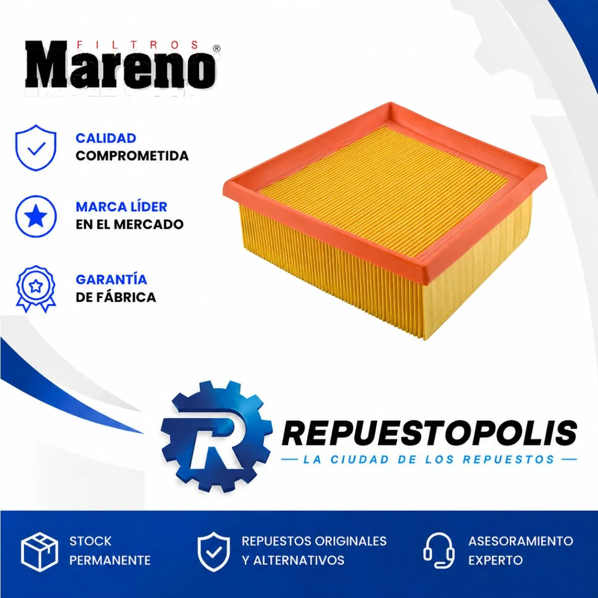 Filtro de aire para Toyota Corolla 1.6 16V 1.8, Toyota Fielder 1.8 y Toyota Avensis 2.0 16V - MARENO