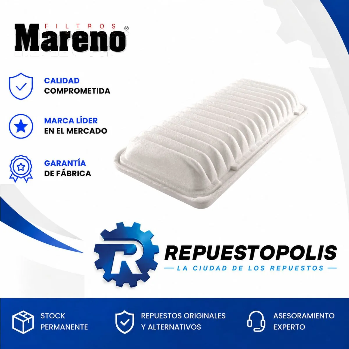 Filtro de aire para Toyota Corolla 1.6 16V 1.8, Toyota Fielder 1.8 y Toyota Avensis 2.0 16V - MARENO