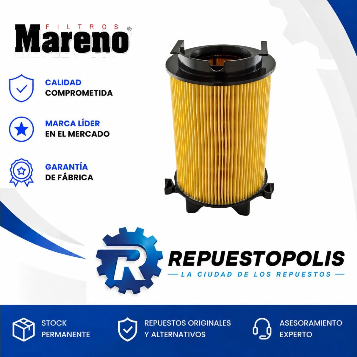 Filtro de aire para Volkswagen Golf V 1.6, Volkswagen Passat Variant 2.0, Audi A3 II 2.0 1.6 3.2 y Seat Leon II 1.6 - MARENO