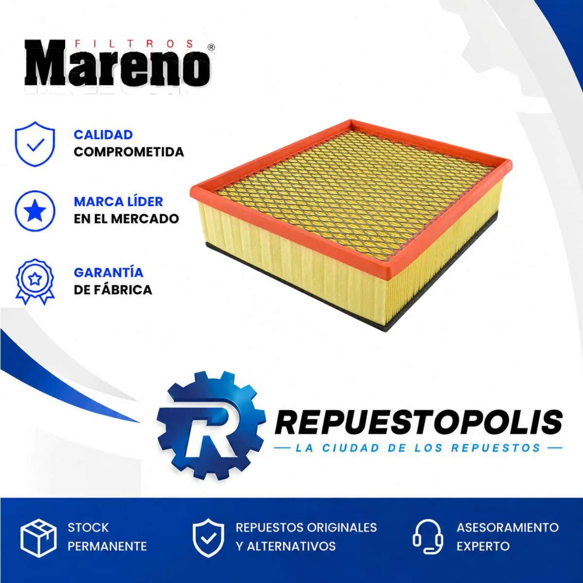 Filtro de aire para Ford Kuga 2.5 Turbo, Ford Mondeo IV 2.5, Volvo C30 y Volvo S40 y 2 más - MARENO