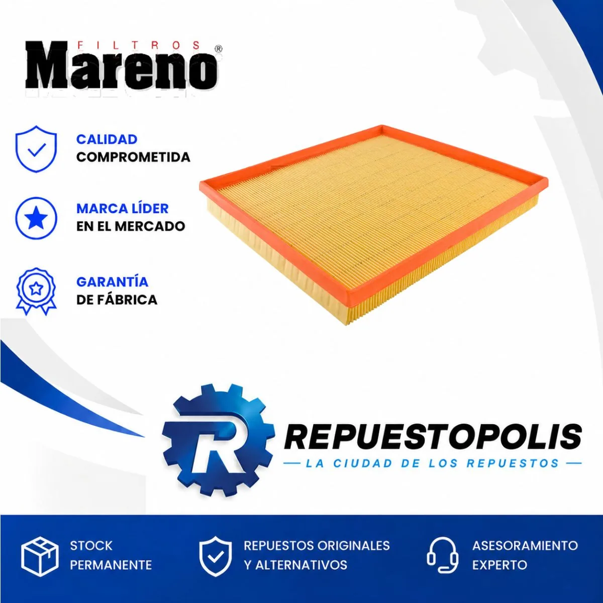 Filtro de aire para Fiat Argo y Fiat Cronos 1.8 E-TORQ - MARENO