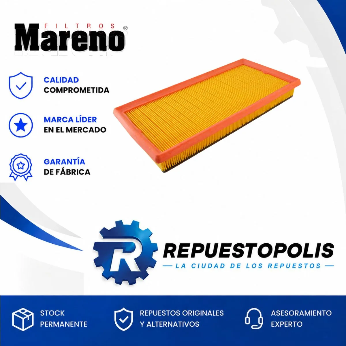 Filtro de aire para Fiat Toro, Fiat Fastback, Fiat Pulse 1.3 y Jeep Compass y 1 más - MARENO