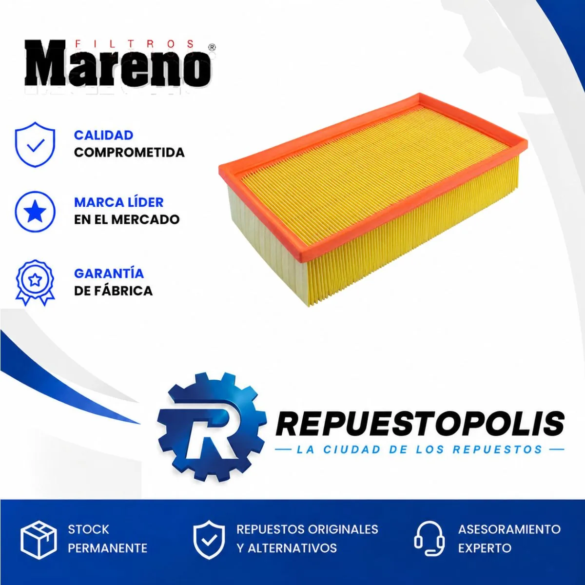 Filtro de aire para Peugeot 3008, Peugeot 5008, Peugeot Traveller 2.0 HDI y Peugeot DS7 Crossback - MARENO