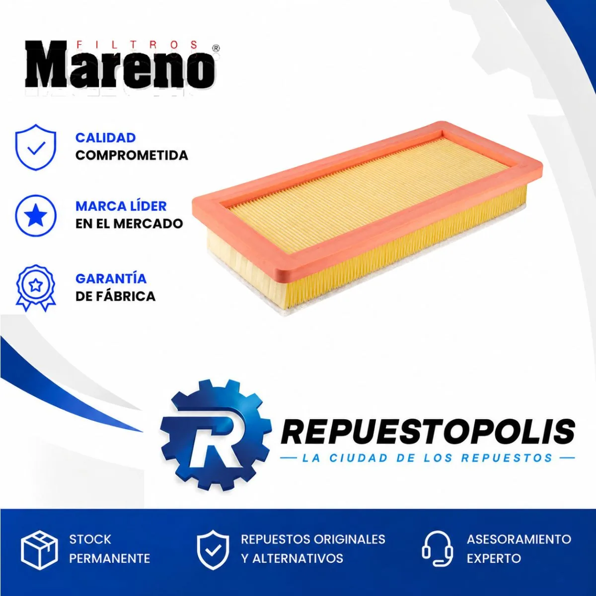 Filtro de aire para Peugeot 208, Peugeot 2008 1.0 2024, Citroën C3 Aircross y Citroën Ba - MARENO
