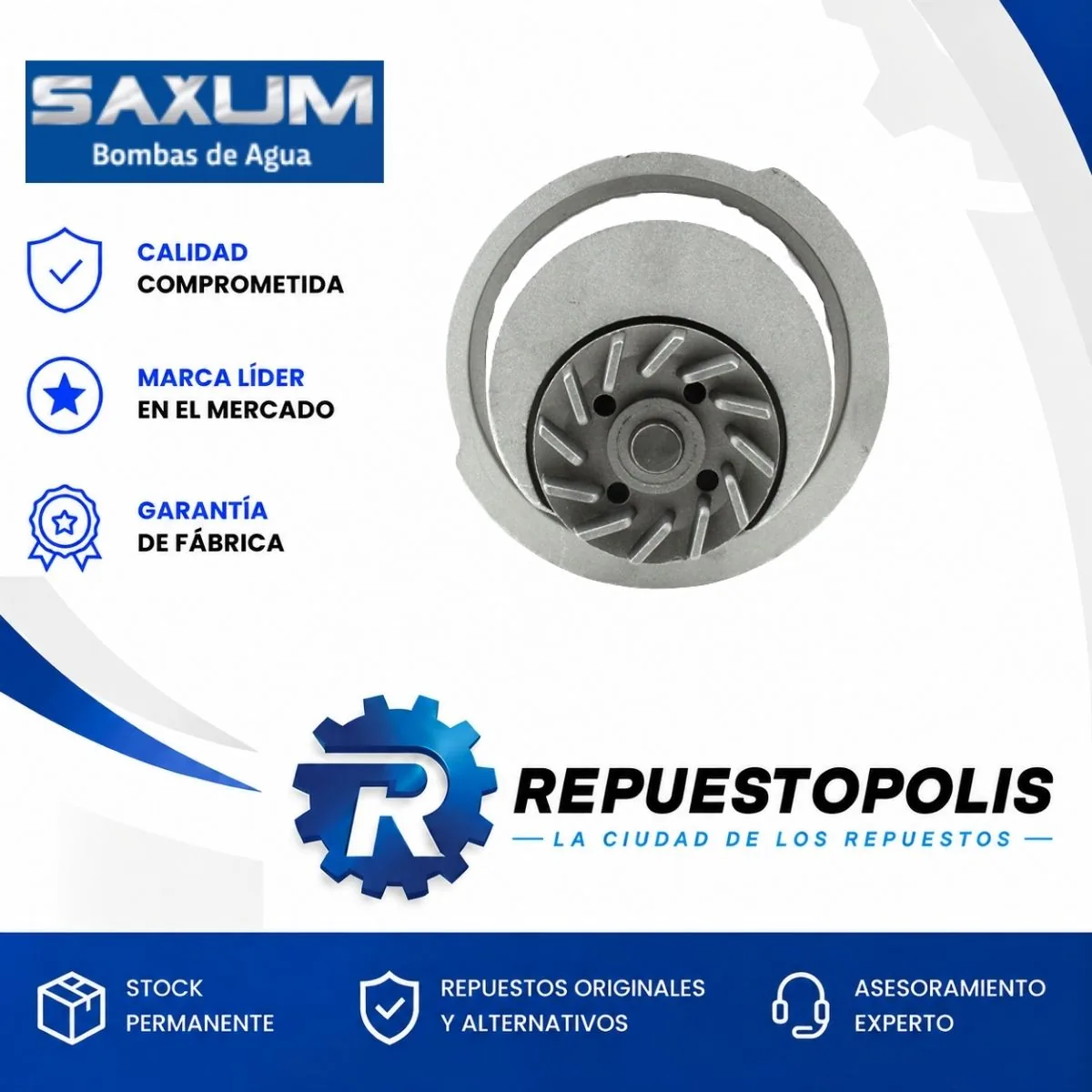 Bomba de agua para Chevrolet Corsa 1.4 y 1.6, Suzuki Fun 1.0 y 1.4 - SAXUM
