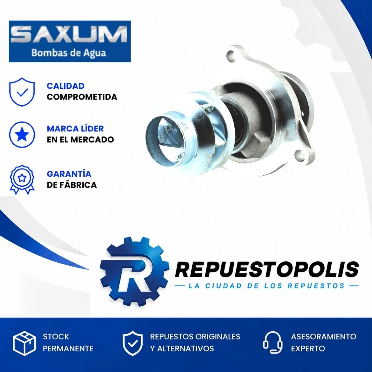 Bomba de agua para Ford Fiesta 1.6, Ka 1.0 y 1.6, EcoSport 1.6 y Focus 1.6 - SAXUM