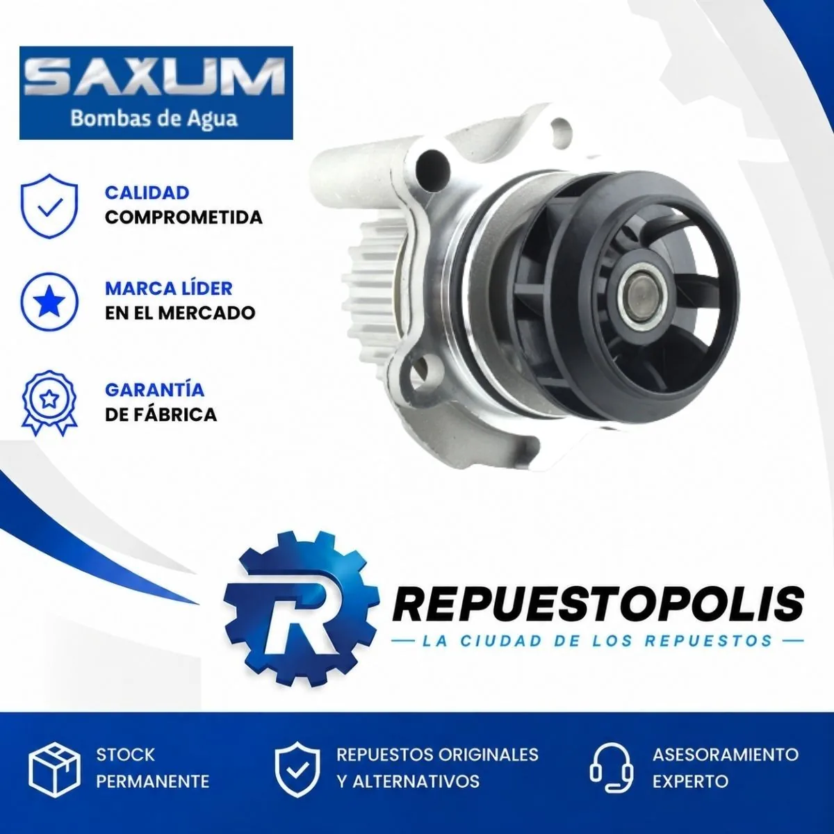 Bomba de agua para Audi A3 1.8, A4 1.8, TT 1.8 y S3 1.8, Volkswagen Bora 1.8, Golf III 2.0, Golf IV 2.0 y Passat 1.8 y 2.0 y 2 más - SAXUM