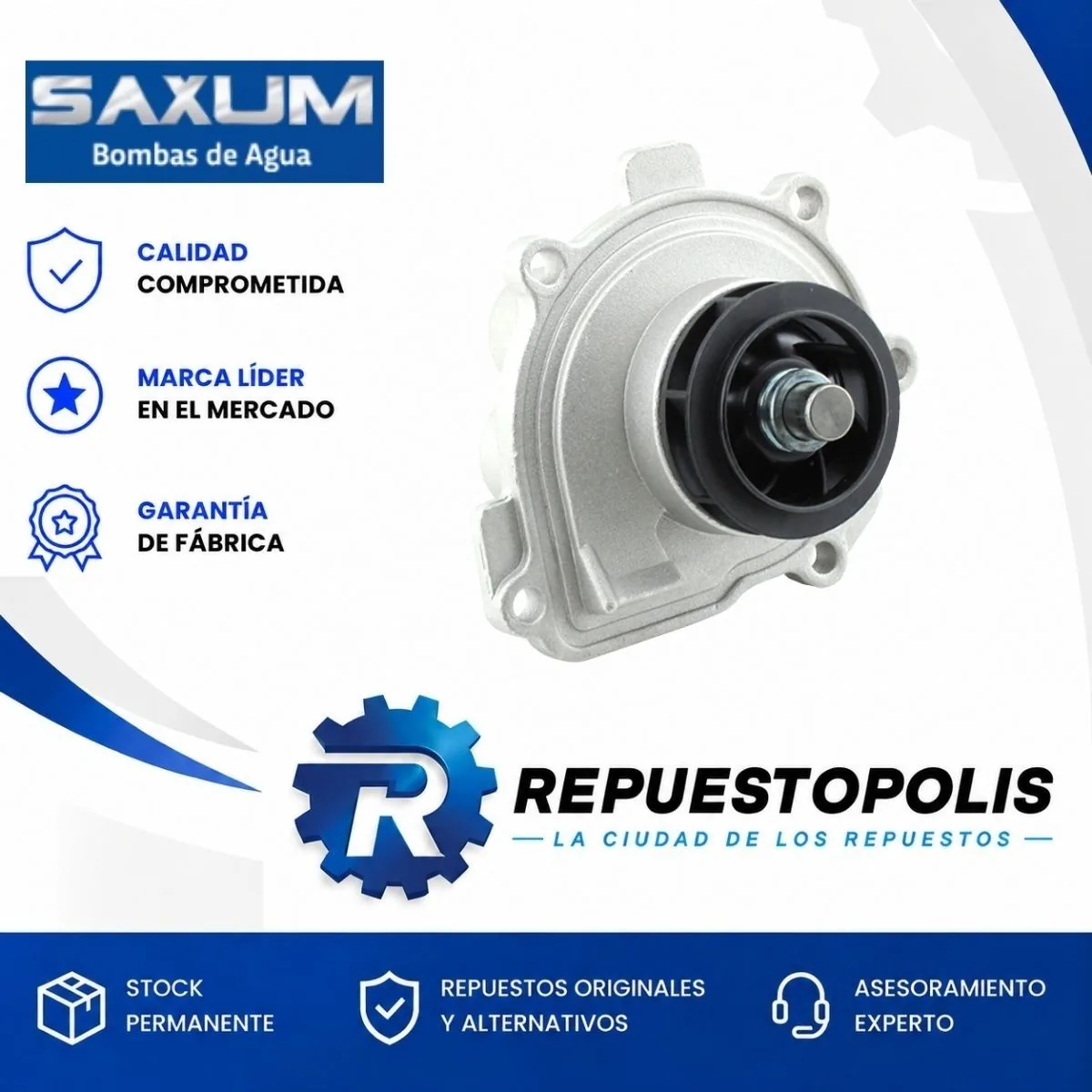 Bomba de agua para Chevrolet Tracker 1.8, Sonic 1.6 y Cruze 1.8, Alfa Romeo 159 1.8 - SAXUM