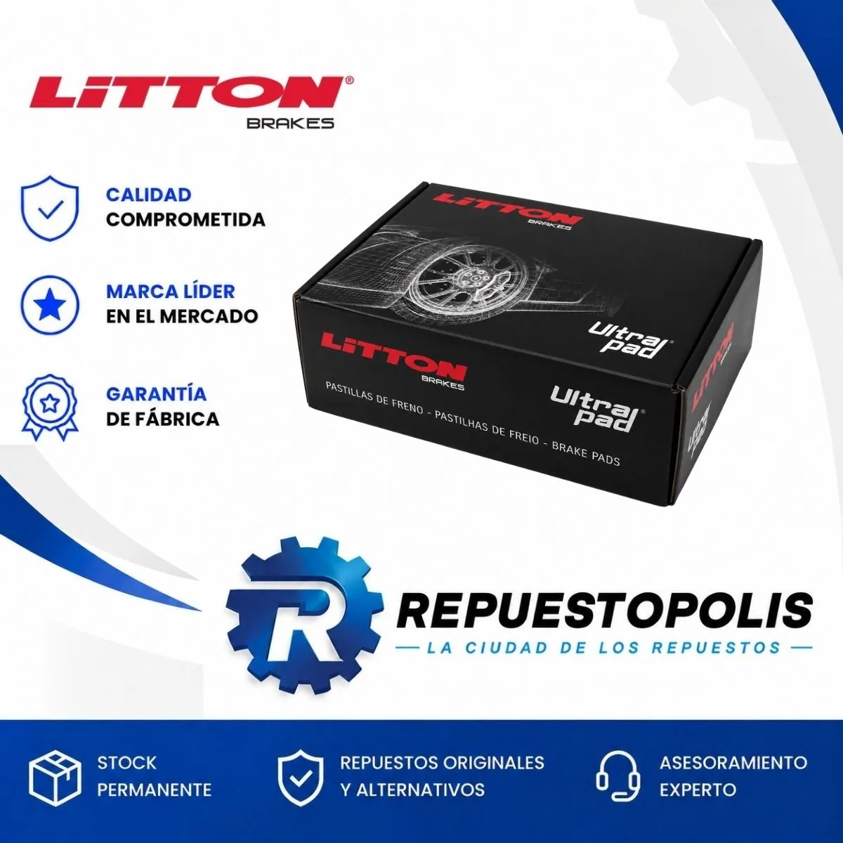 Pastillas de freno para Ford Fiesta 1.3 Cl Endura, Ford Fiesta 1.3I Endura, Ford Fiesta 1.6 Zetec y Ford Fiesta 1.6 8V Zetec y 3 más - LITTON