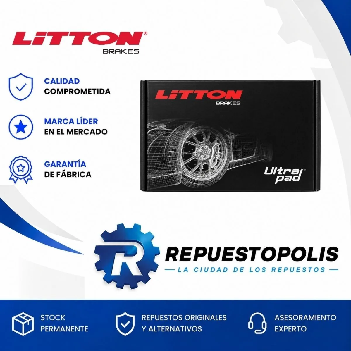 Pastillas de freno para Fiat Fiorino 1.3 8V Fire, Fiat Fiorino 1.3 Mpi, Fiat Fiorino 1.7D y Fiat Palio 1.7 Td y 1 más - LITTON