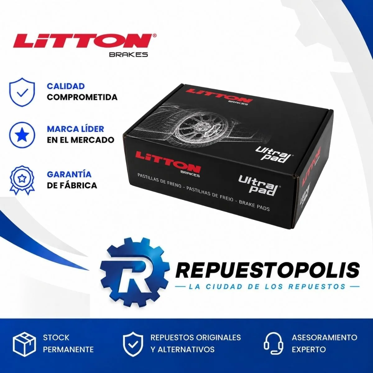 Pastillas de freno Delantera para Renault Symbol 1.5 Dci/1.6 K9K/K4M/K7M y Renault Megane 1.6/1.9/2.0 Varios K7M/K4M/F9Q/F8Q/F3R y 4 más - LITTON