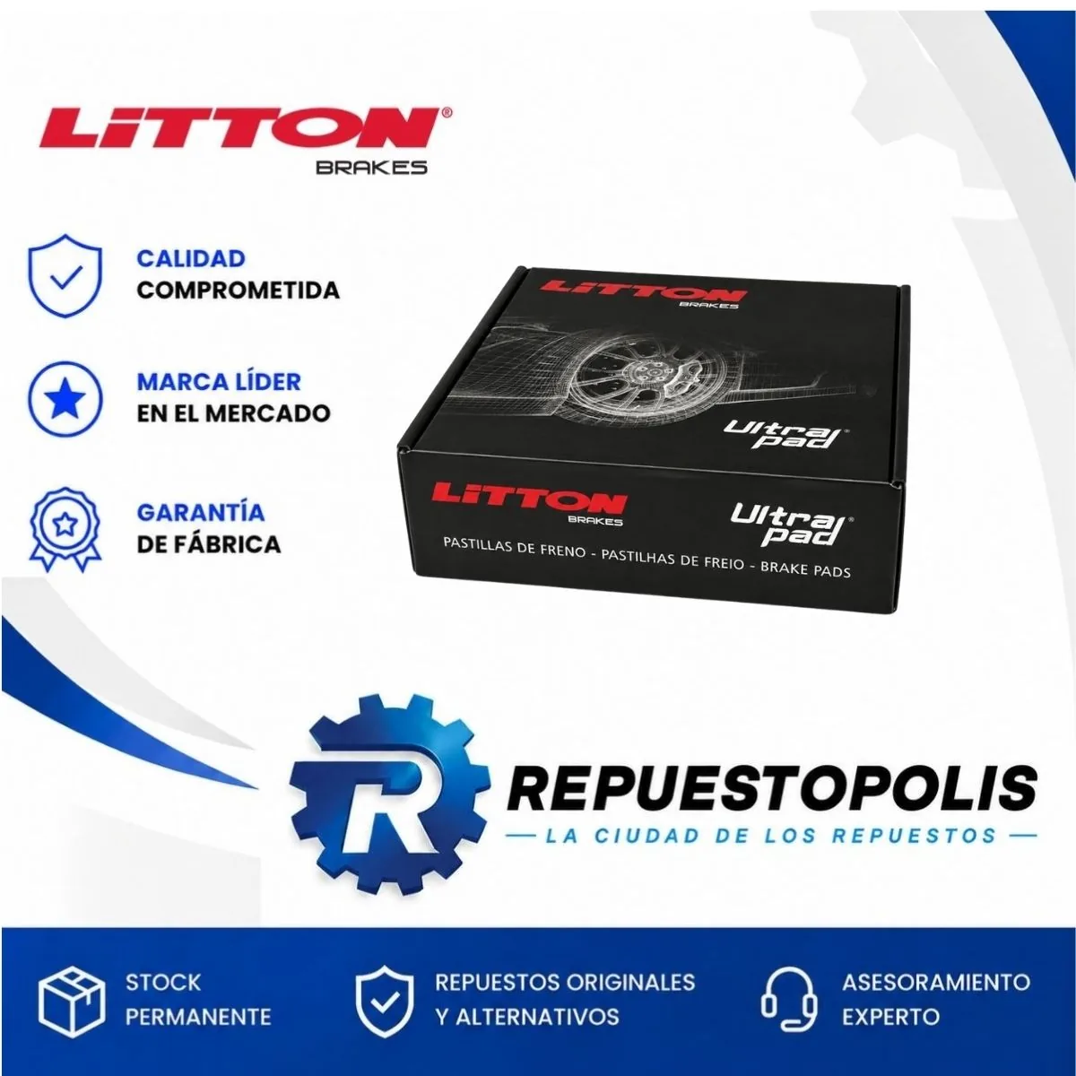 Pastillas de freno Delantera para Ford Ecosport 2.0 16V Duratec y Ford Ecosport 1.6 16V Sigma - LITTON