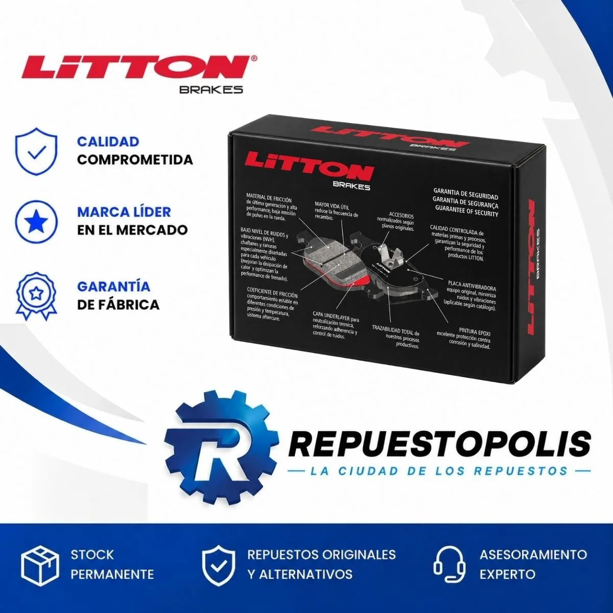 Pastilla de freno para Chevrolet Aveo, Daewoo Leganza y Daewoo Magnus - LITTON