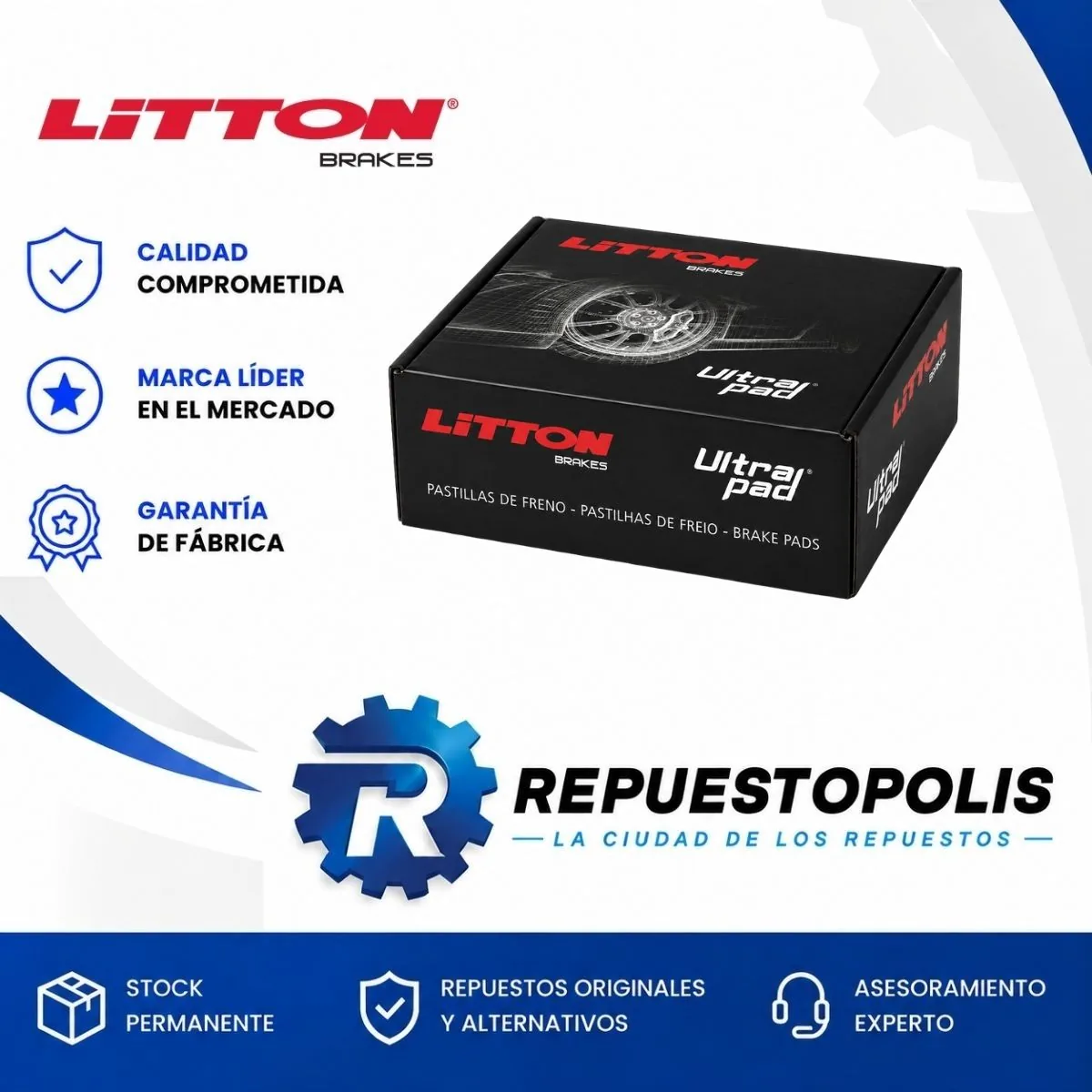 Pastillas de freno Delantera para Volkswagen Amarok 2.0 Tdi Varios Cnf/Cdca/Cdb/Csha/Cnea/Cne y Alfa Romeo 4C 1.8 - LITTON