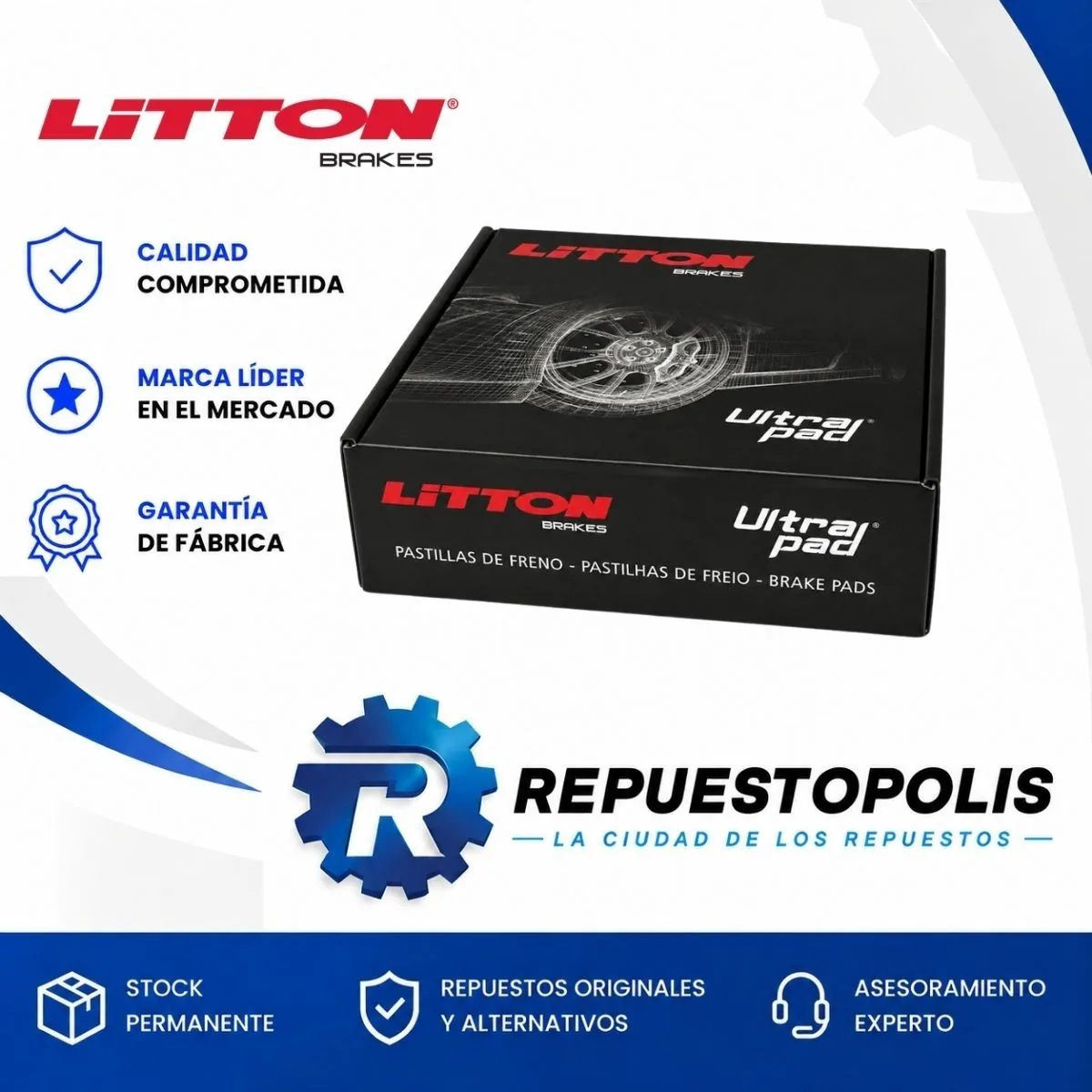 Pastillas de freno para Toyota Hilux 2.4 Tdi Gd, Toyota Hilux 2.7 Vvt-I4 2Tr F, Toyota Hilux 2.8 Tdi Varios Gd y Toyota Hilux 3.0 Tdi 1Kd y 2 más - LITTON