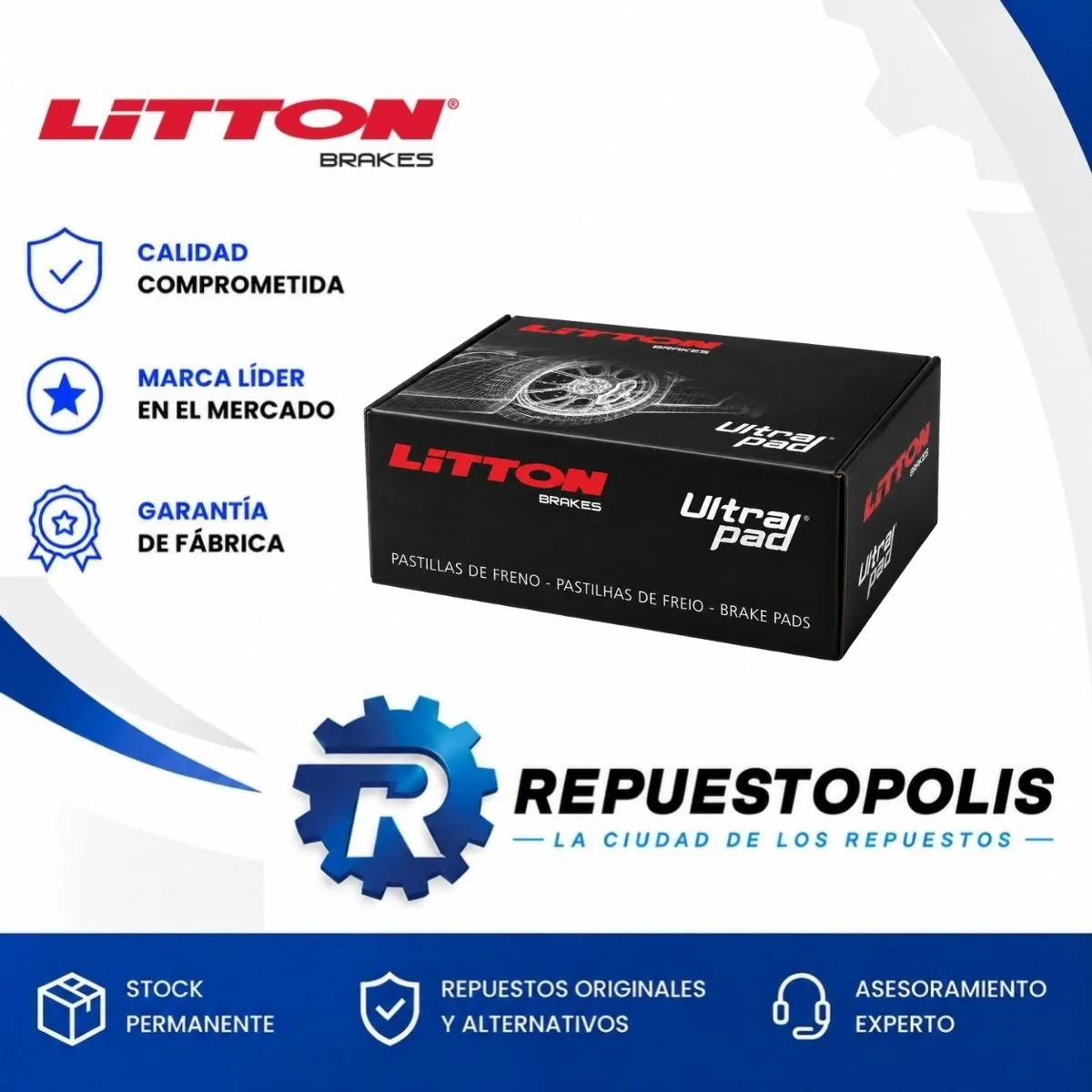 Pastillas de freno para Ford Focus 1.6/1.8/2.0 Sigma/Kkda/Duratec, Ford Kuga 1.6 Gtdi Ecoboost 150-180Cv y Ford Kuga 2.5 Duratec y 4 más - LITTON