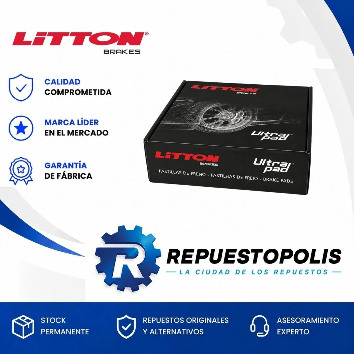 Pastilla de freno para Nissan March 1.0 1.6 Sr Srv 16 V 2015/ Note 1.6 Exclusive Advance 2013/ Versa - LITTON