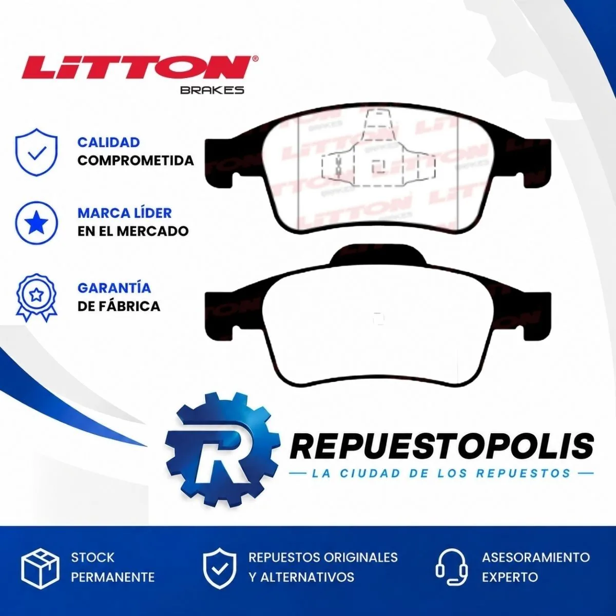Pastillas de freno para Renault Captur 1.6/2.0 16V H4M/F4R, Renault Duster 2.0 16V F4R, Renault Duster Oroch 2.0 16V F4R y Renault Duster Ph2 2.0 16V F4R y 4 más - LITTON