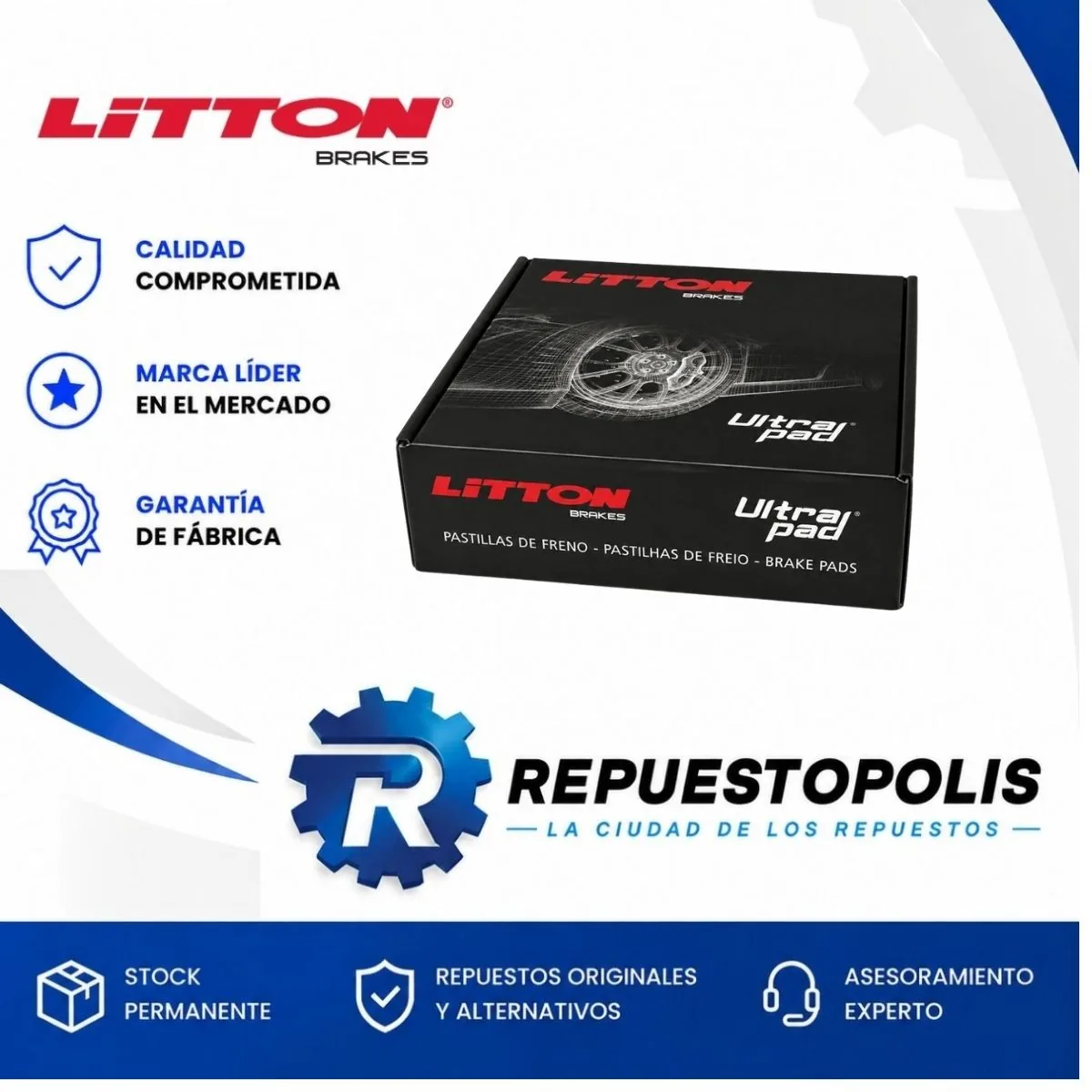 Pastillas de freno para Toyota Corolla 1.8 16V Mt 2Zr y Toyota Corolla 1.8 16V Cvt 2Zr - LITTON