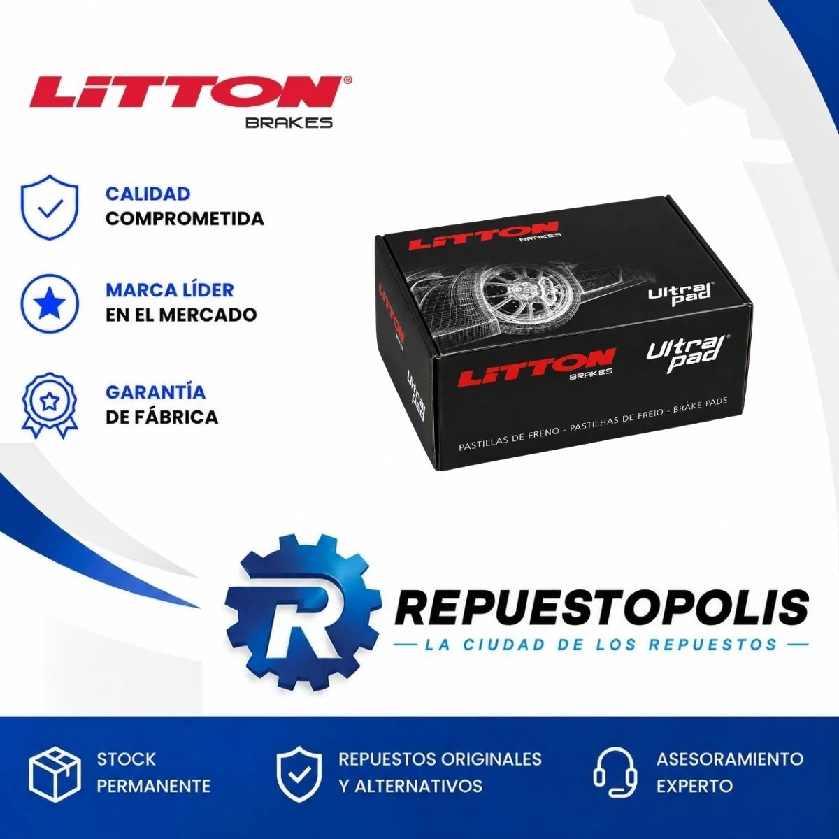 Pastillas de freno para Fiat 500 1.4 Pop/Cross Mt/At 1.6 16V Fire y Fiat Toro 1.8/2.0 16V E-Torq Evo/Mjt/Mtj At/Mt y 5 más - LITTON