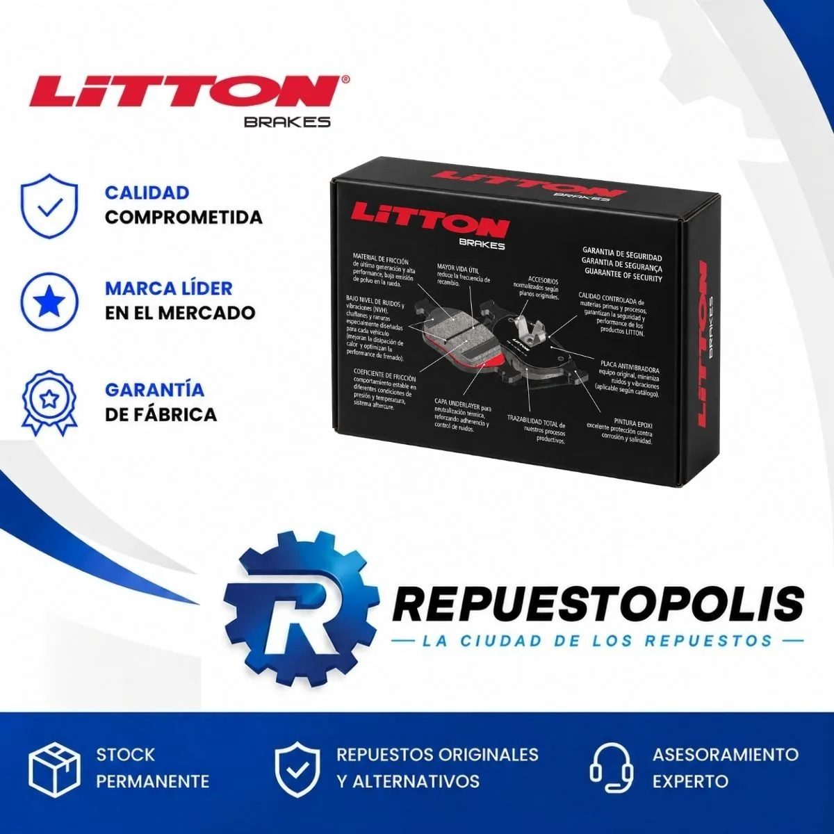 Pastillas de freno para Citroen Ds3 1.2 16V 155Cv At Puretech, Fiat Palio 1.4 8V Evo, Peugeot 208 P21 1.2 Puretech y Peugeot 208 1.5I Tu4 y 1 más - LITTON