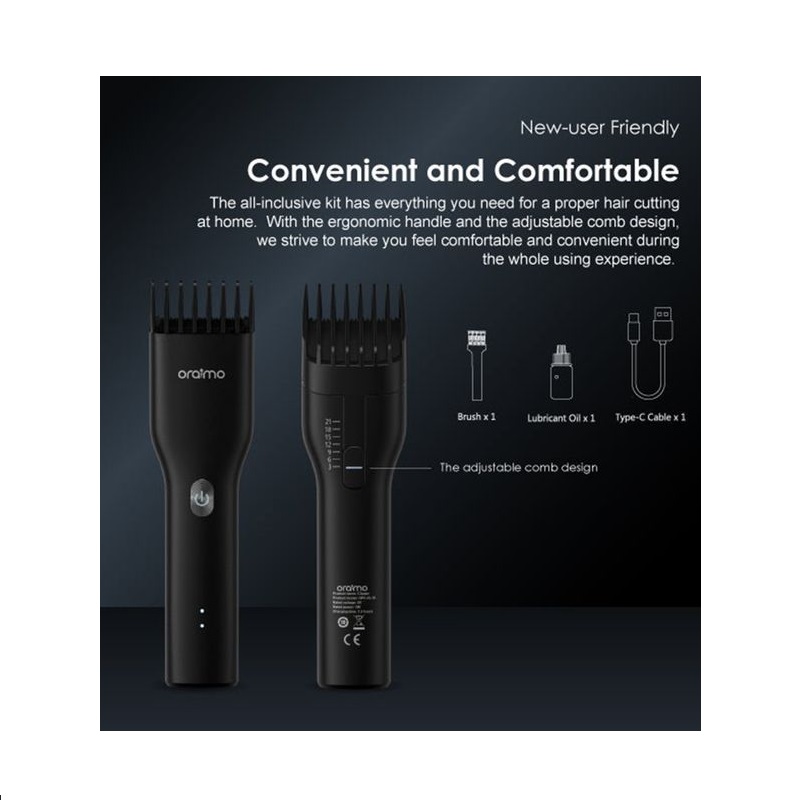 oraimo-cordless-hair-smart-clipper-with-4-guided-combs-black-280g-1686834829