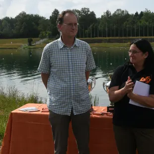 LfSt-Vizepräsident Dr. Christoph Habammer mit Annette Feldmer.