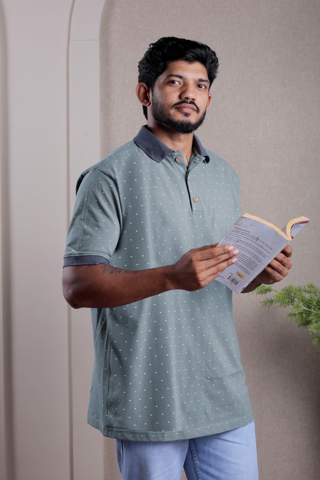 Pique Pure Unique Grey Polka Dot Polo T-shirt - Image 8