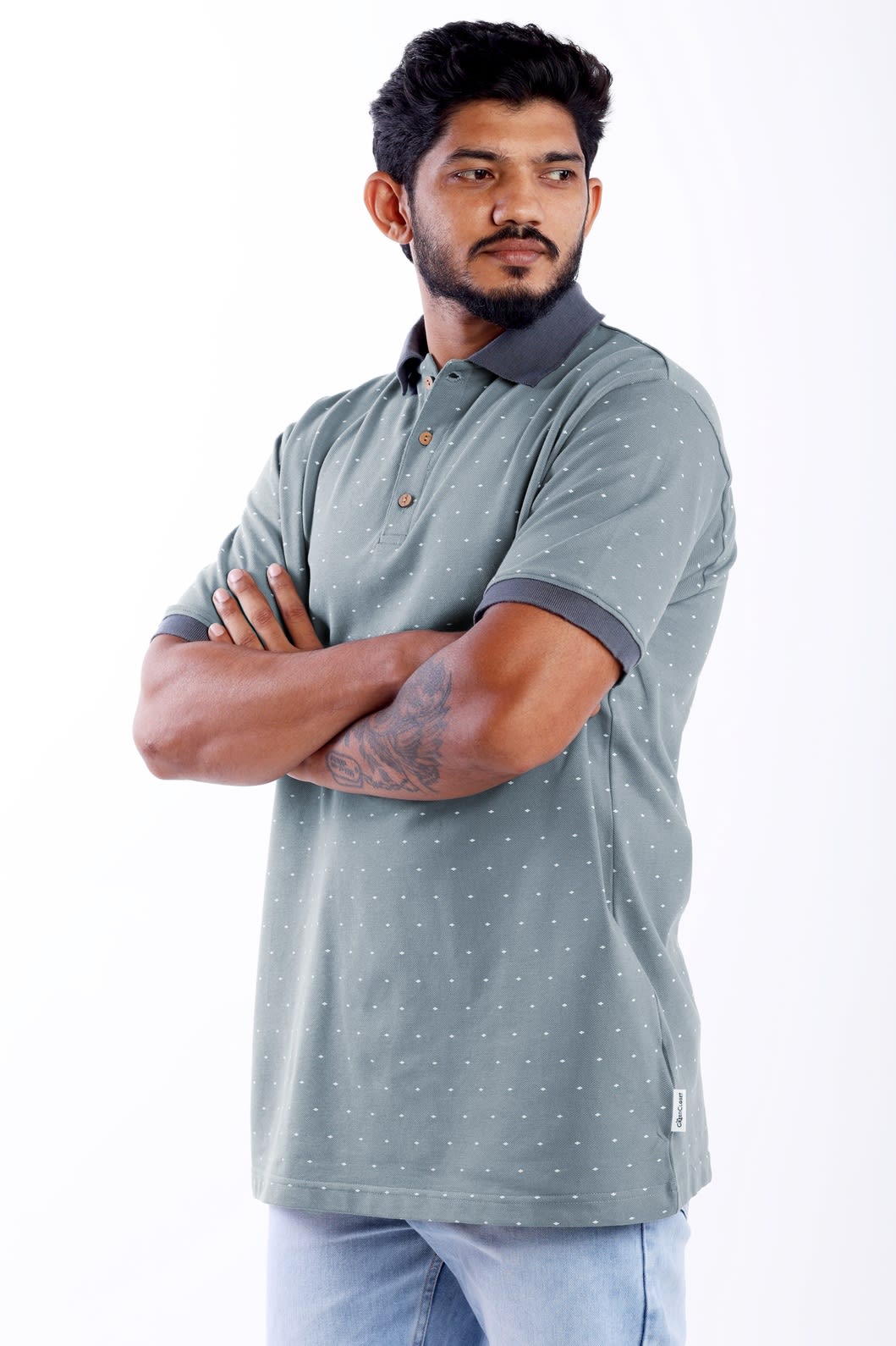 Pique Pure Unique Grey Polka Dot Polo T-shirt - Image 7