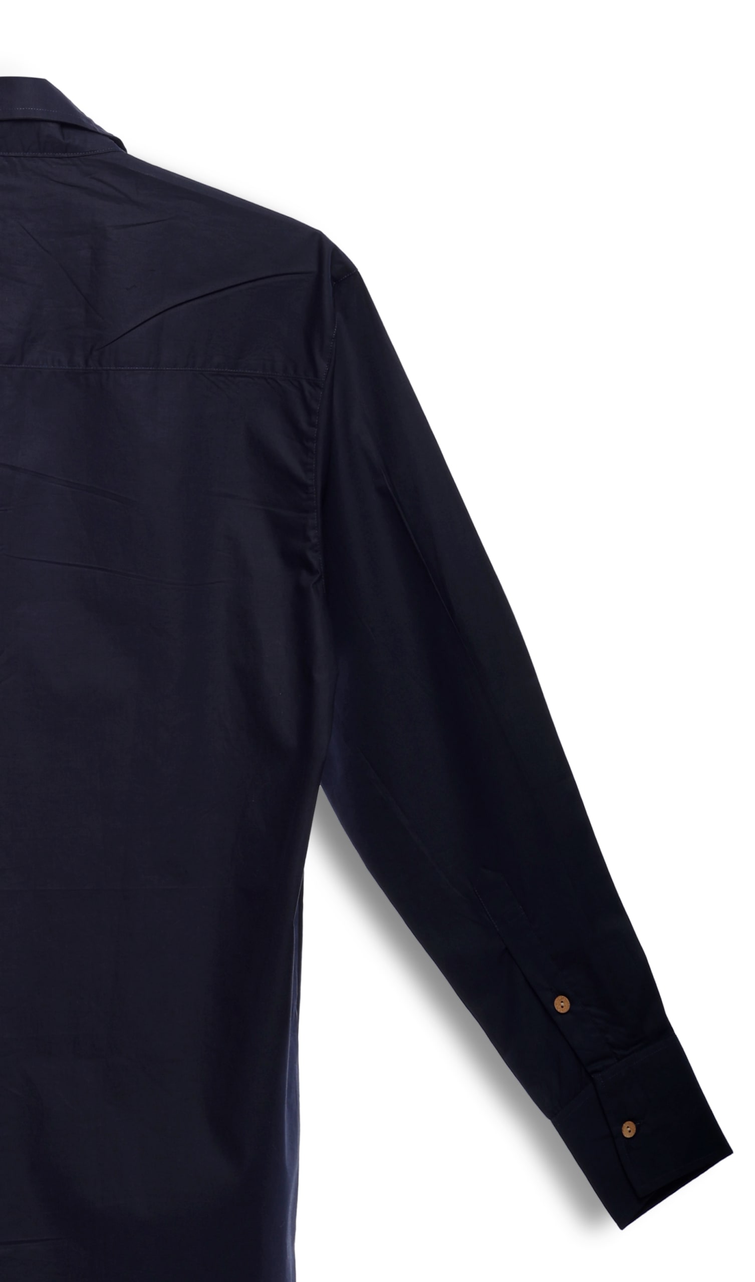 BottaniCotton Rich Navy Blue Poplin Shirt - Image 5