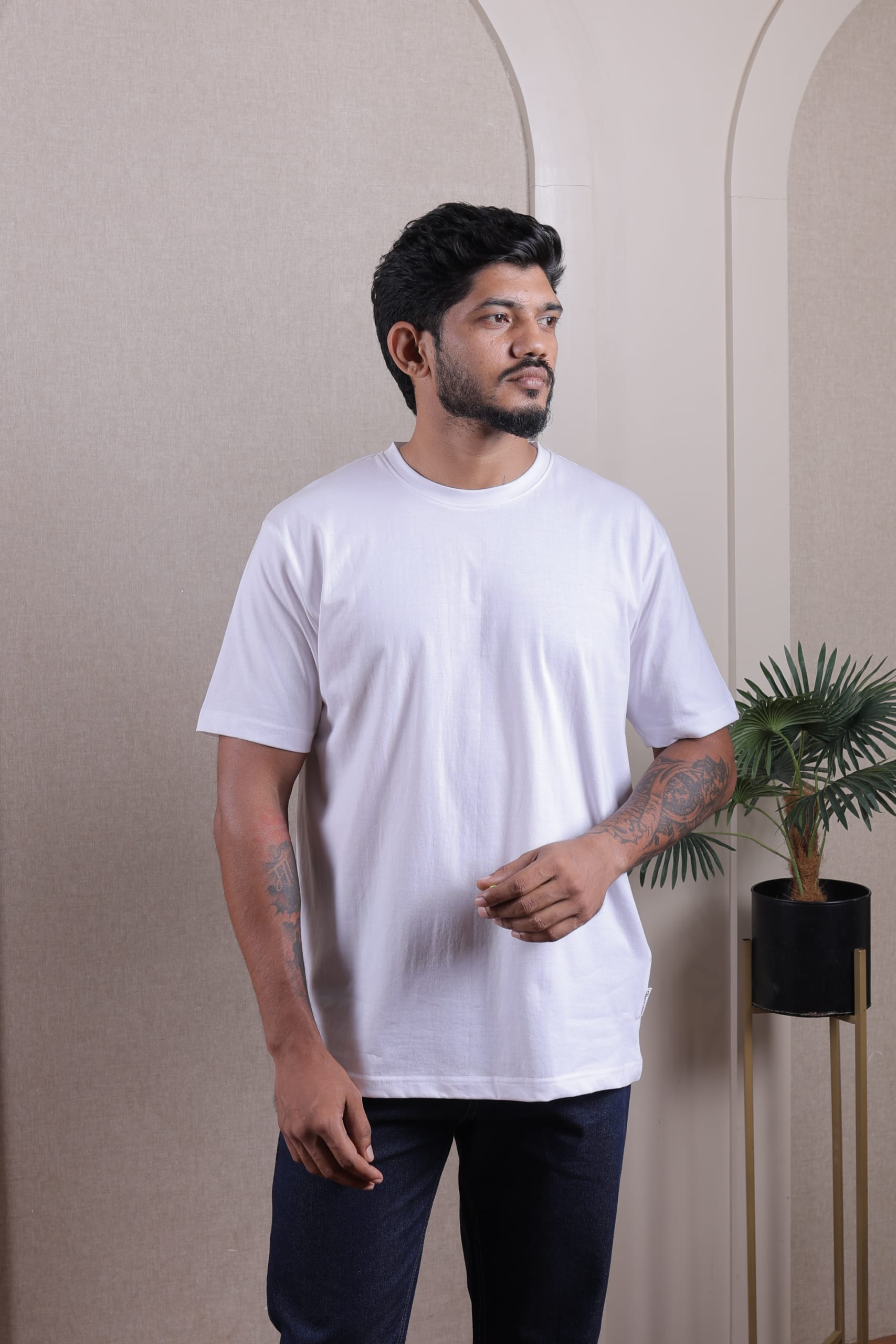 BreatheTee Premium White Round Neck T-Shirt
